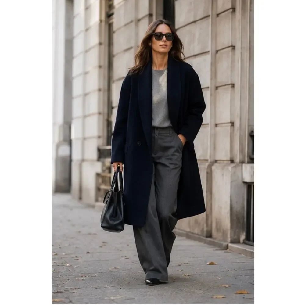 Nwt Dsquared2 Drop Shoulder Coat Midnight Blue Wool Blend Coat Us 4 — image 3 of 8